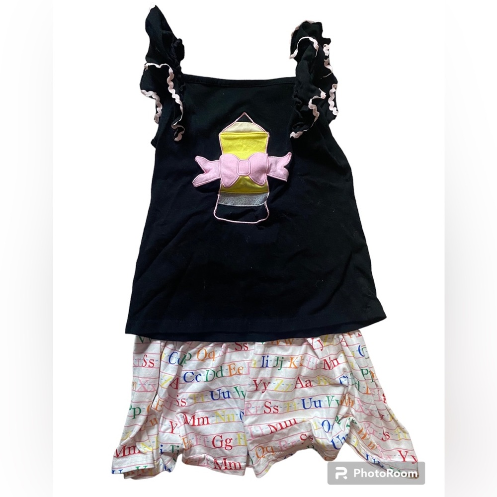 Two piece pencil and notebook school outfit